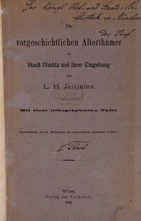 Die vorgeschichtlichen Alterthümer der Stadt Olmütz und ihrer Umgebung : Mit einer lithographirten Tafel. (Separatabdruck aus No 1 der Mittheilungen der anthropol. Gesellsch. in Wien), II