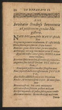 XIII. Invitatio Studiosae Iuventutis ad petitionem gradus Magisterii.