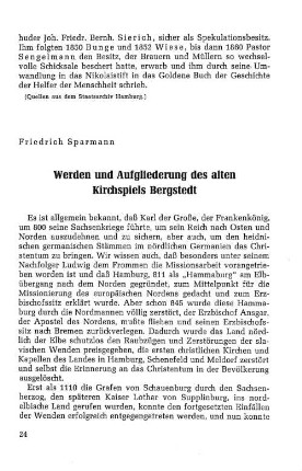 Werden und Aufgliederung des alten Kirchspiels Bergstedt