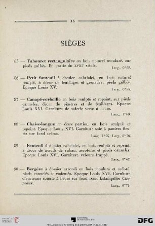 Sièges (Nr. 85-102)