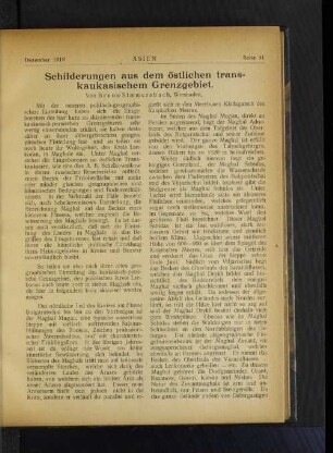 Schilderungen aus dem östlichen transkaukasischen Grenzgebiet.