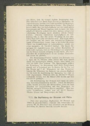 VIII. Die Bepflanzung der Strassen und Plätze.