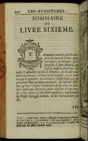 Sommaire du Livre sixieme.