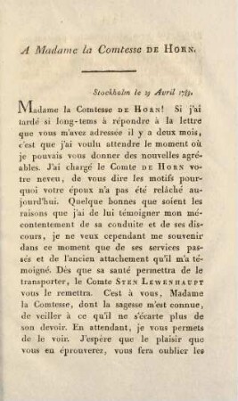 323-324, A Madame la Comtesse de Horn