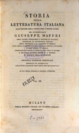 Storia della letteratura italiana dall'origine della lingua sino a'nostri giorni : ad uso della pubblica e privata istruzione, 3