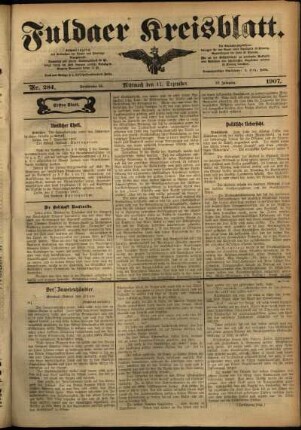 Erste Ausgabe vom Mittwoch, den 11. Dezember 1907.