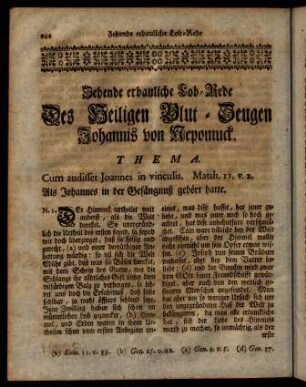 144-159, Zehende erbauliche Lob-Rede Des heiligen Blut-Zeugen Johannis von Nepomuck.