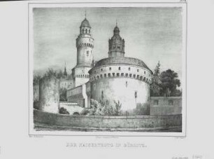 Ansicht vom Kaisertrutz in Görlitz, Lithografie, um 1838 : Der Kaisertrutz in Görlitz / Gez. v. C. Patzschke. Lith. v. Loeillot. - [Leipzig] ; Berlin : L. Sachse , [um 1838]. - 1 Kunstbl. : Lithographie ; 24 x 20 cm +++ Auch enth. in: Denkmale der Baukunst des Mittelalters in Sachsen. - Oben rechts: No.6