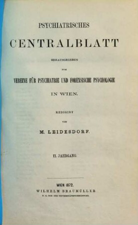 Psychiatrisches Centralblatt. 2, 2. 1872