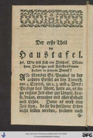 Die Haustafel.