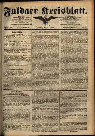 Ausgabe vom Dienstag, den 27. Juni 1905.