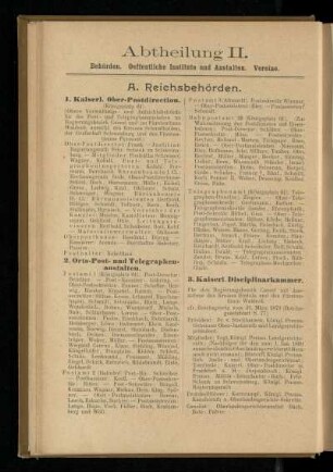 Behörden, Anstalten, Vereine