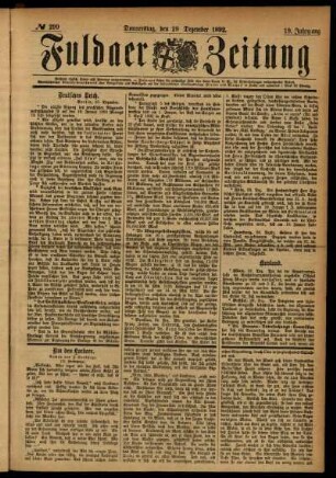Ausgabe vom Donnerstag, den 29. Dezember 1892.