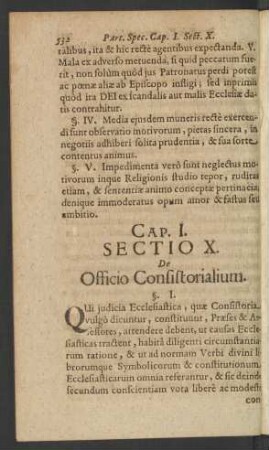 [...] Sectio X. De Officio Consistorialium.