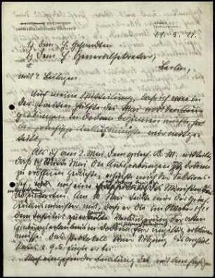 Schreiben (Entwurf); E. Buschor an Gesandten des D.R. und G. Rodenwaldt