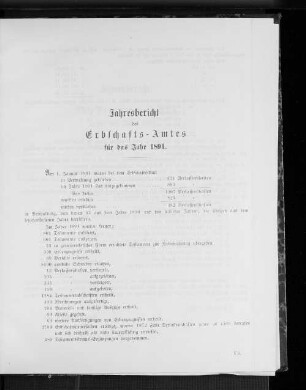 Jahresbericht des Erbschafts-Amtes für das Jahr 1891.