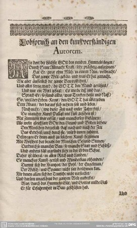 Lobspruch an den kunstverständigen Autorem.