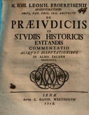 De praeiudiciis in studiis historicis evitandis commentatio