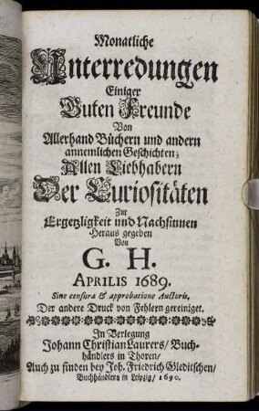 Aprilis 1689.