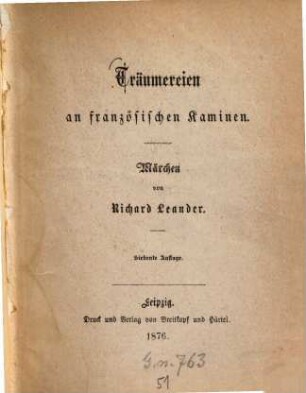 Träumereien an französischen Kaminen : Märchen von Richard Leander