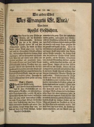 641-772, Der andere Theil. Des Evangelii St. Lucae. Von derer Apostel Geschichten