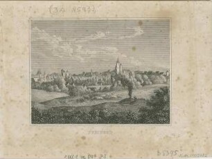 Ansicht von Freiberg, Stahlstich, 1840 : Freiberg. - Stuttgart , [1840]. - 1 Kunstbl. : Stahlstich ; 10 x 7 cm