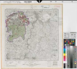 Katasteramt Iserlohn-Stadt Stadtkreis Iserlohn, Meßtischblatt Iserlohn 4612, Farbige Einzeichnung mit Namensliste