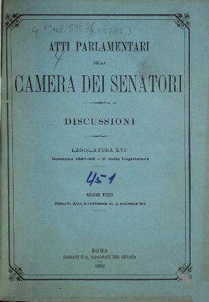 Atti parlamentari della Camera dei Senatori. Discussioni. 1887/88,3