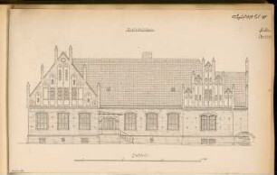 Dorfschule Monatskonkurrenz August 1878: Aufriss Vorderansicht; Maßstabsleiste