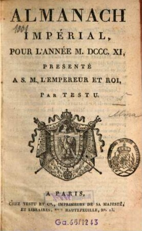 Almanach impérial : annuaire. 1811