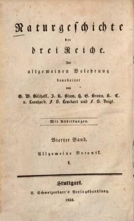 Lehrbuch der Botanik, 1. Allgemeine Botanik I