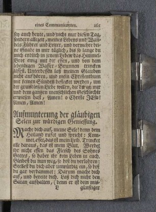 Aufmunterung der gläubigen Selen zur würdigen Geniessung.