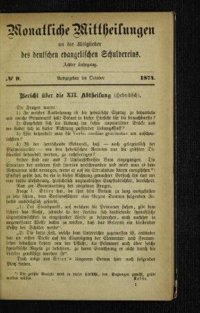 Bericht über die XII. Abtheilung : (Hebräisch)