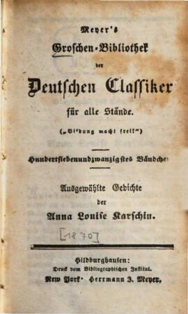 Ausgewählte Gedichte der Anna Louise Karschin