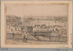 Blick von der Brühlschen Terrasse in Dresden nach Westen auf Elbe und Augustusbrücke