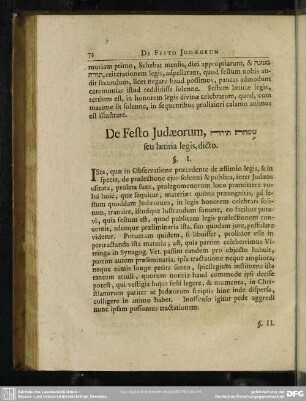 De Festo Judaeorum, ... seu laetitia legis, dicto