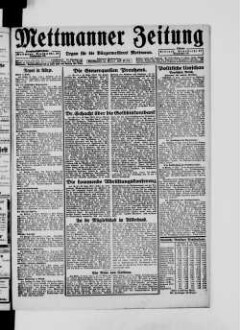 Mettmanner Zeitung. 1919-1940