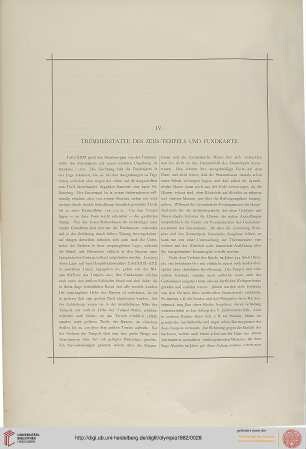 IV. Trümmerstätte des Zeus-Tempels und Fundkarte
