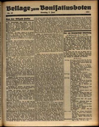 Zweite Ausgabe vom Sonntag, den 07. Juni 1931.