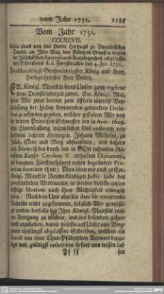 Vom Jahr 1731