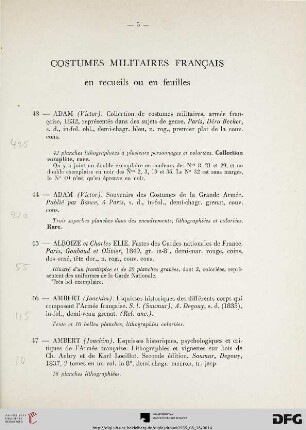 Costumes militaries français (Nr. 43-209) mit Planche III.-X.