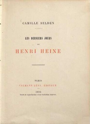 Les derniers jours de Henri Heine