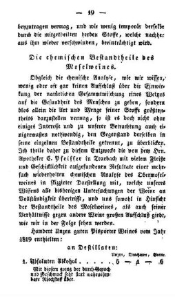 Die chemischen Bestandtheile des Moselweins.
