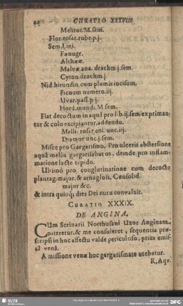 Curatio XXXIX. [Curatio XL.] De Angina