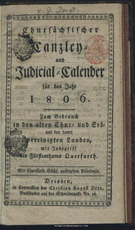 1806: Chursächsischer Canzley- und Judicial-Calender