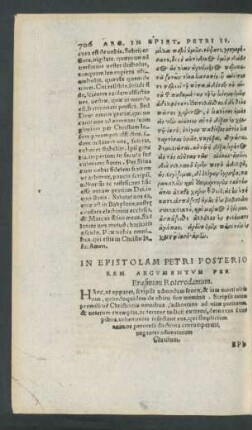In Epistolam Petri Posteriorem Argumentum ...