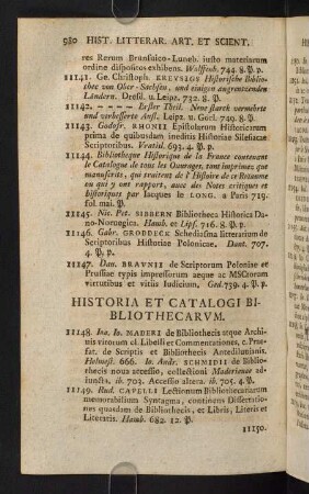 980-1002, Historia et Catalogi Bibliothecarum - Historia Scholarum, Academiarum et Societatum Litterarium