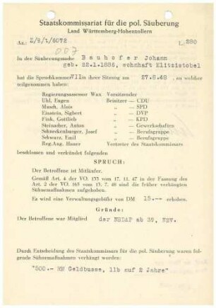 Bauhofer, Johann