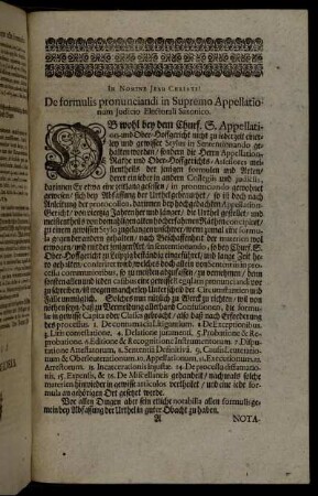 De formulis pronunciandi in Supremo Appellationum Judicio Electorali Saxionico.