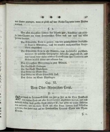 Cap. XI. Vom Ober-Rheinischen Creis.